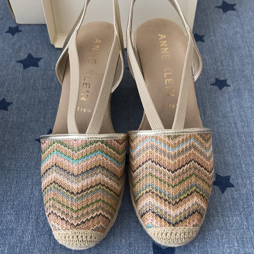 Anne Klein Akabril Tan Multi Espadrille sz 10 EUC
